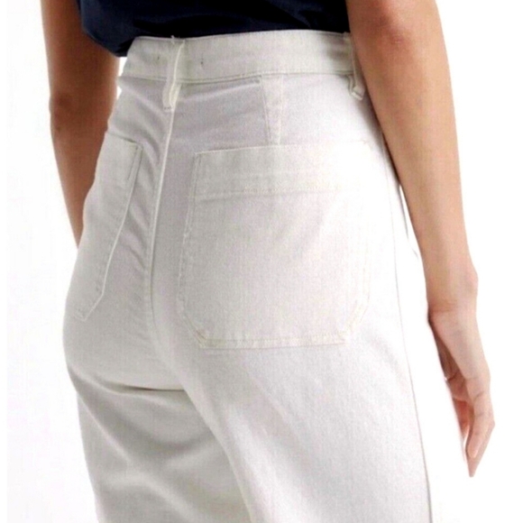 Quince Women's Stretch Cotton Twill Wide-leg Cropped Pants✨️ Highrise White - Picture 5 of 6